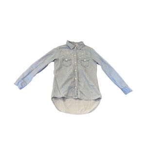 EUC Japna Kids Girls 6x Gem chambray button up shirt blue country western